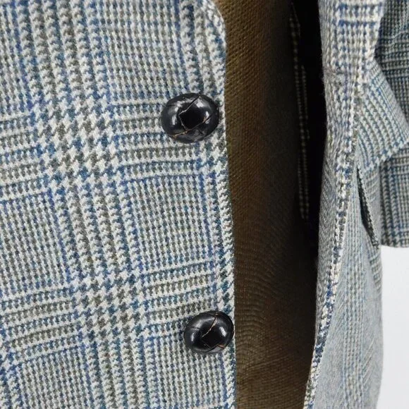 Mens Gray Glen Plaid 2 Button Wool Sport Coat Size 42 Wellington Clothes Vintage - Picture 6 of 7
